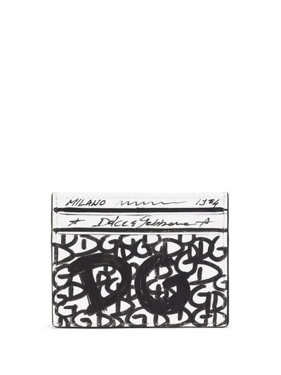 Dolce & Gabbana graffiti-logo leather cardholder outlook