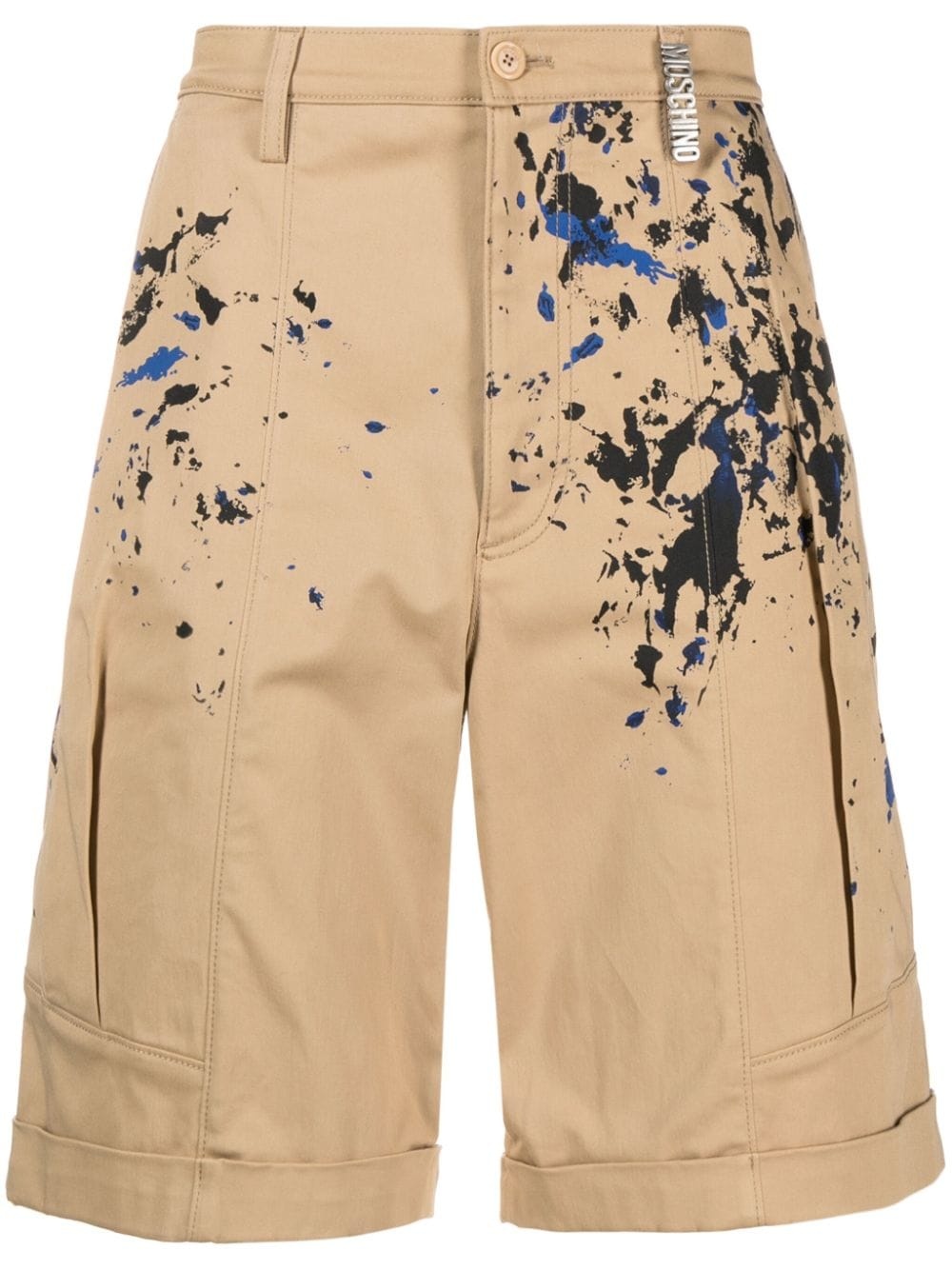 painterly-print cotton shorts - 1