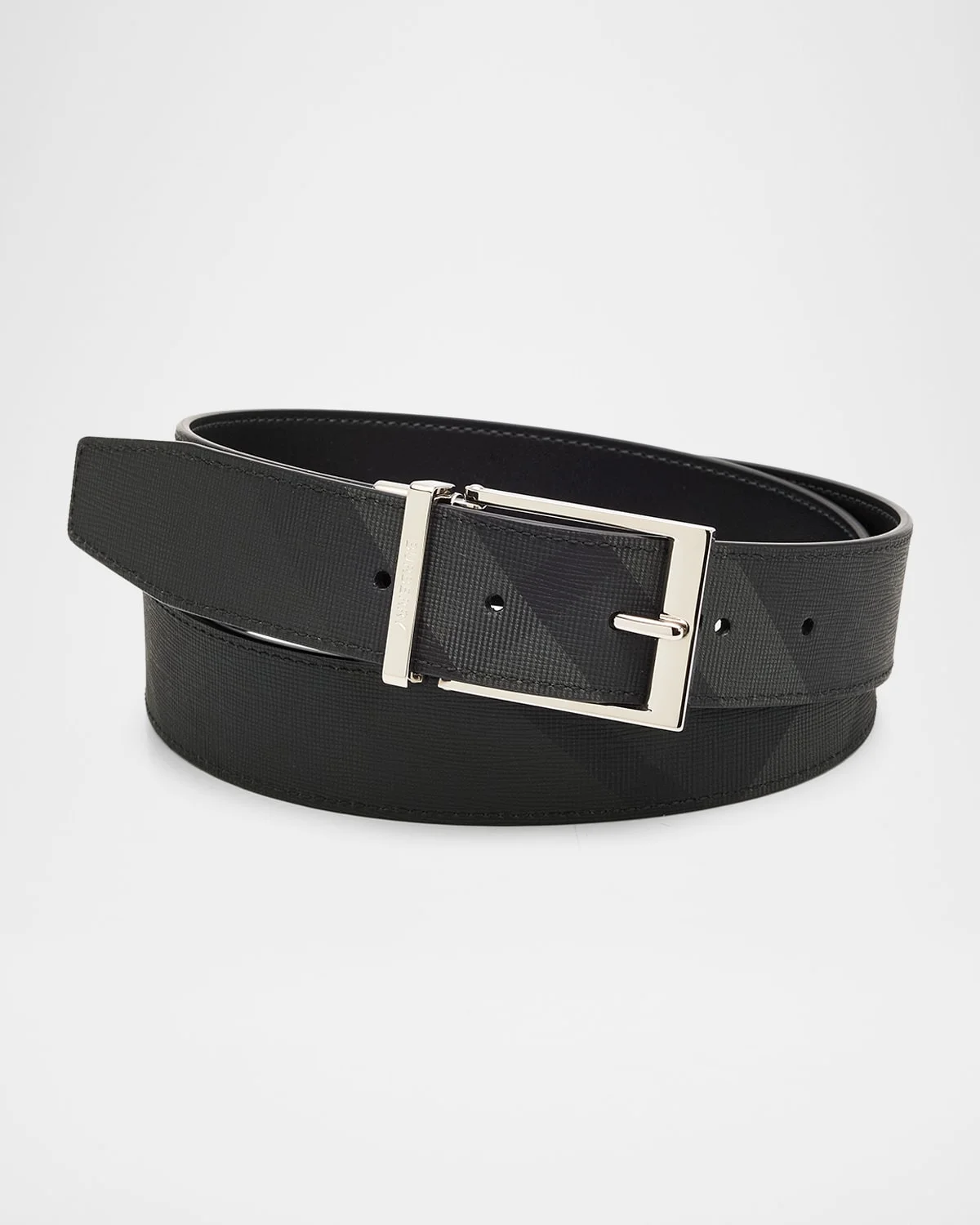 Men's Reversible Check Leather Belt - 1