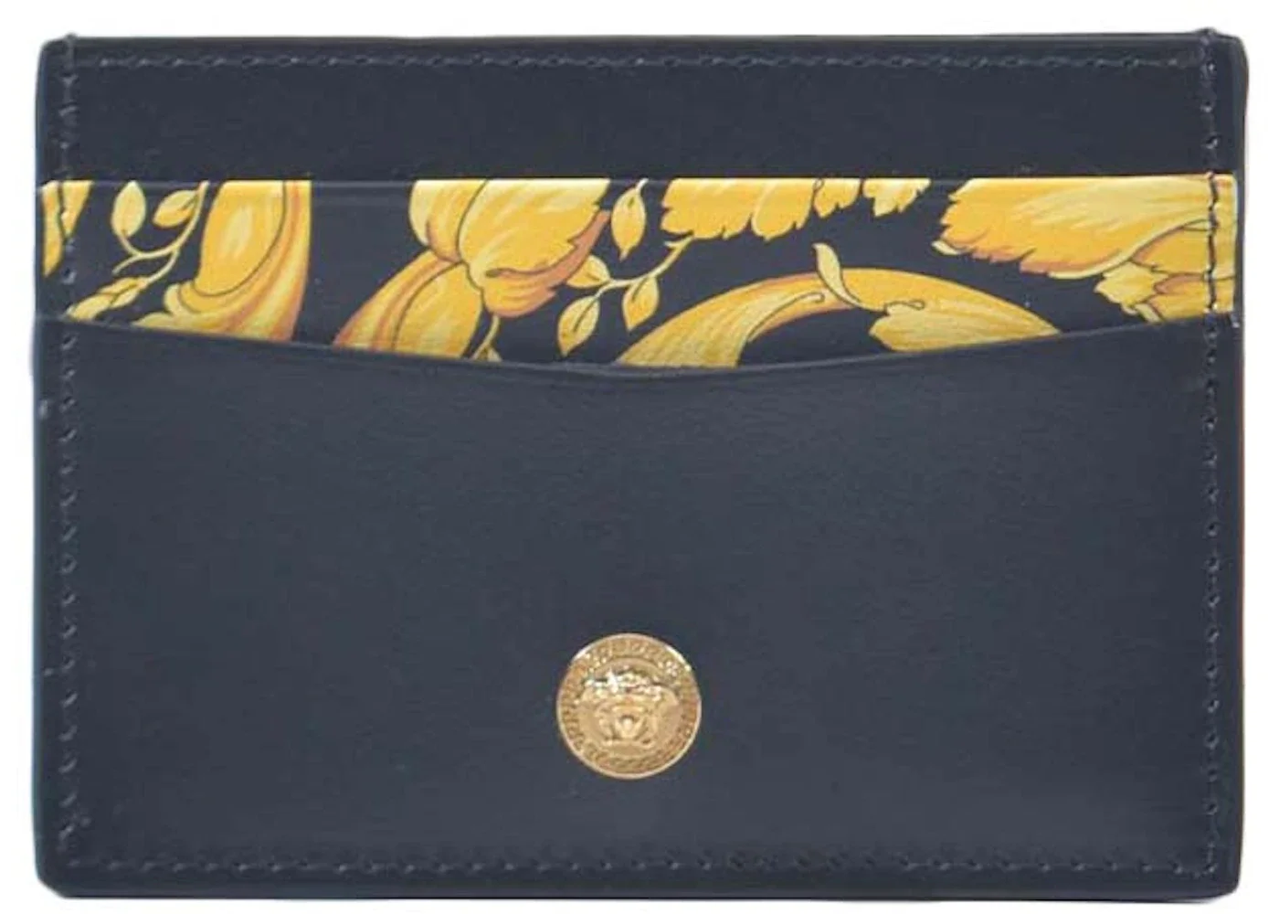 Versace Barocco Print La Medusa Card Holder Black/Gold - 1