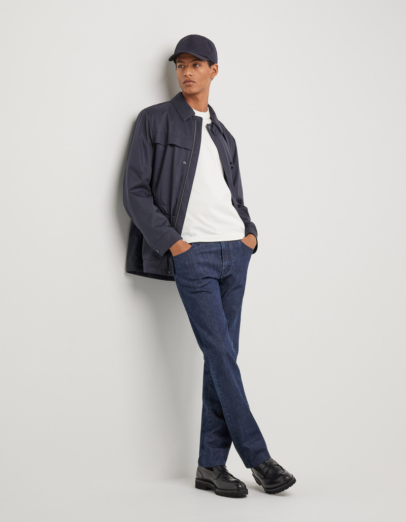 Canali MEDIUM BLUE REGULAR FIT FIVE-POCKET DENIM PANTS WITH CONTRASTING POCKET outlook