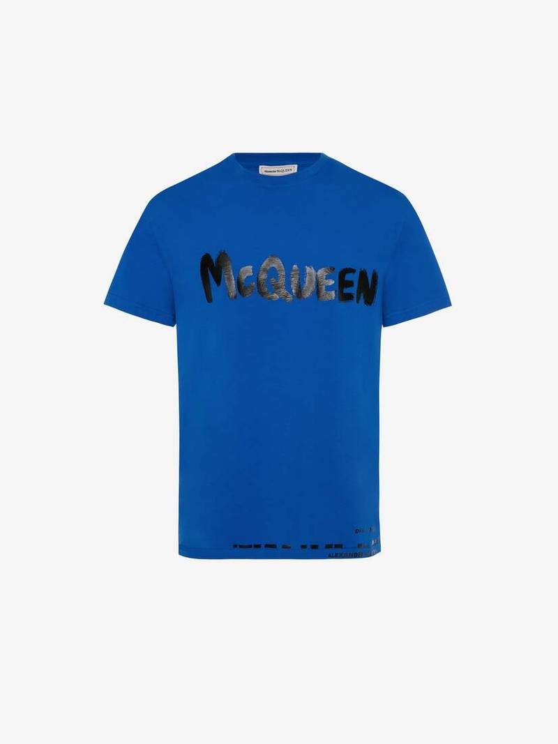 Men's McQueen Graffiti T-shirt in Royal Blue 1