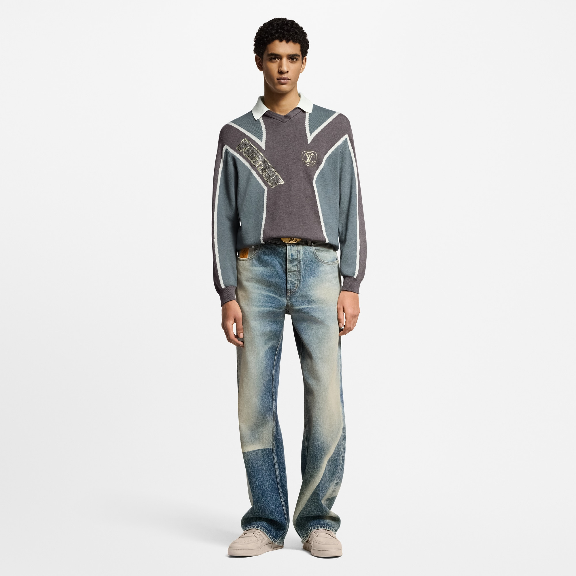 Long-Sleeved Cotton Intarsia Soccer Top - 4