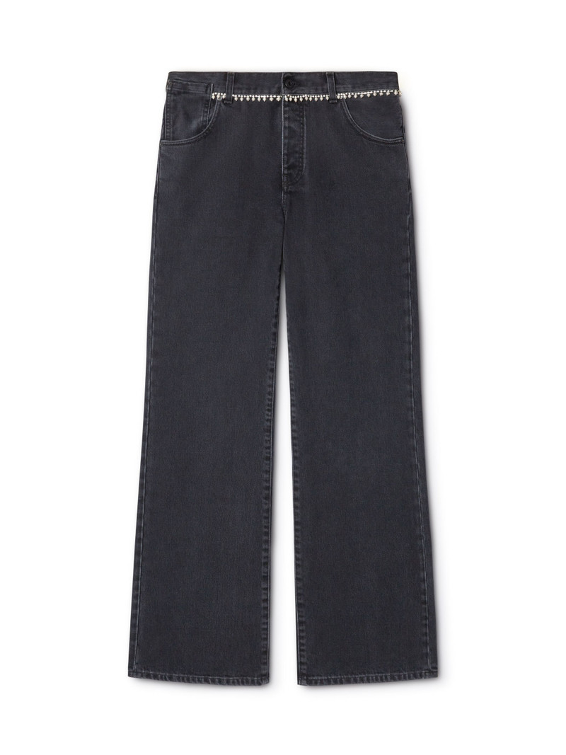 Embellished Wide Denim Pants 1