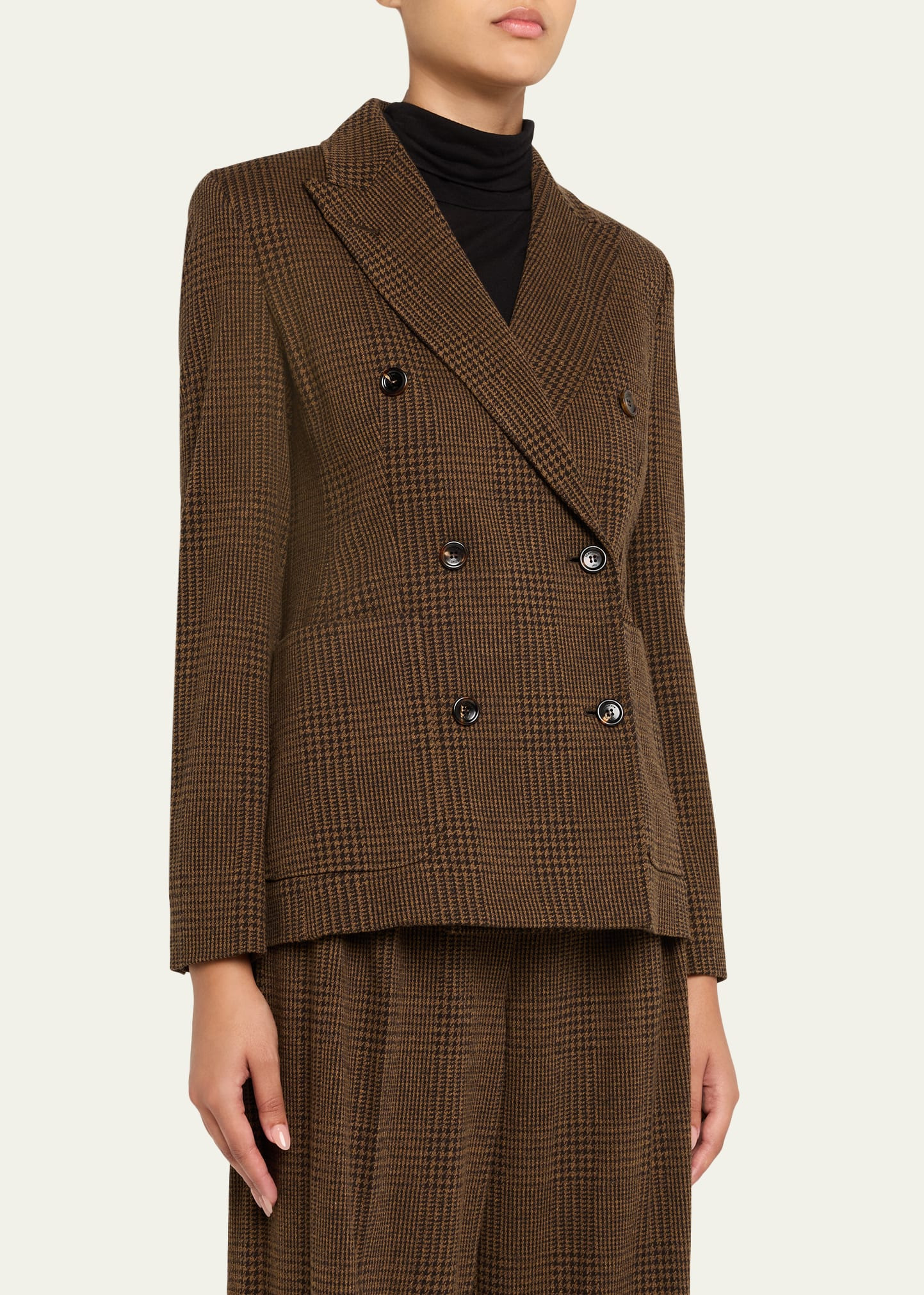 Zulma Houndstooth Wool Double-Breasted Jacket - 4