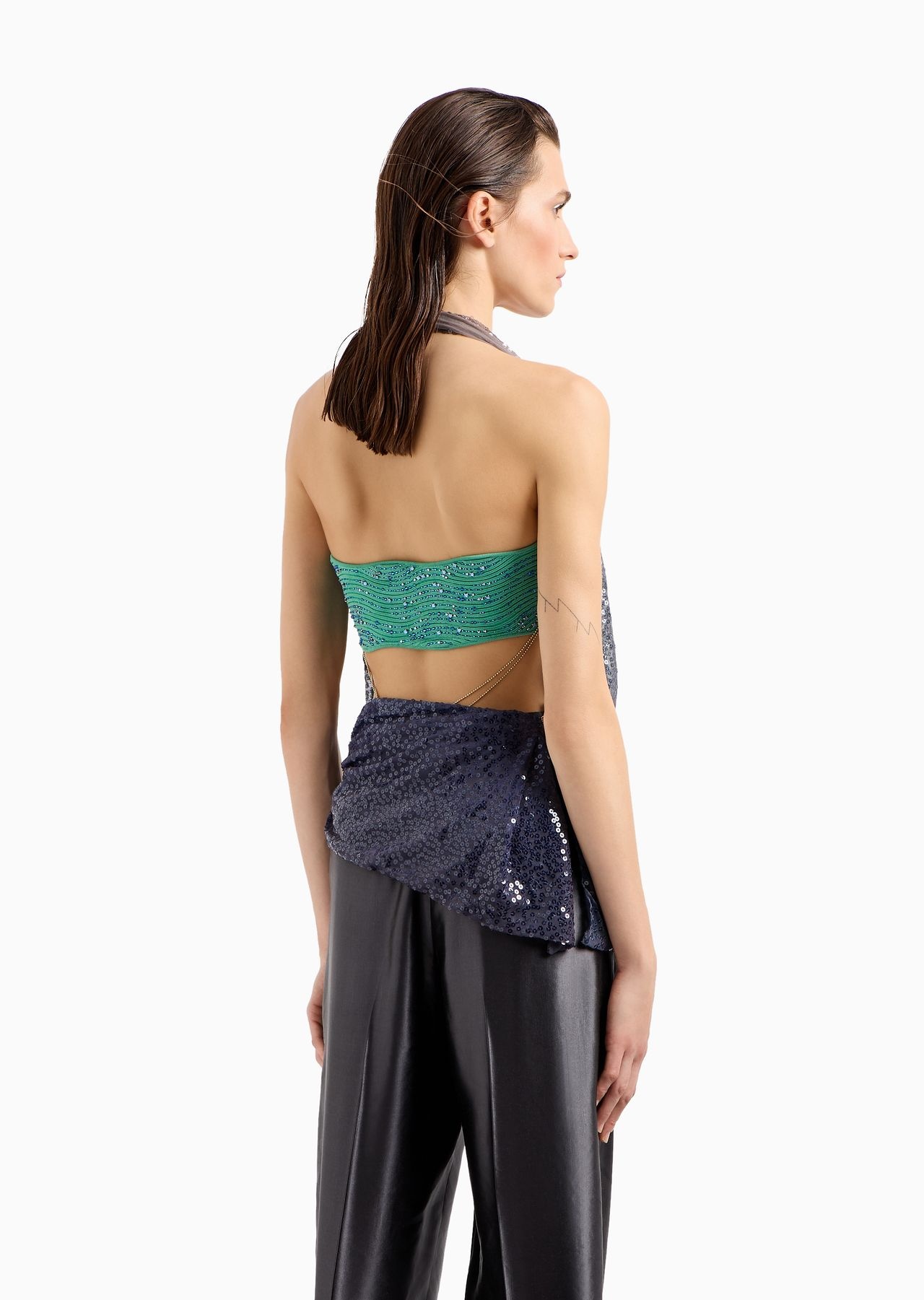 Embroidered tulle draped top - 3