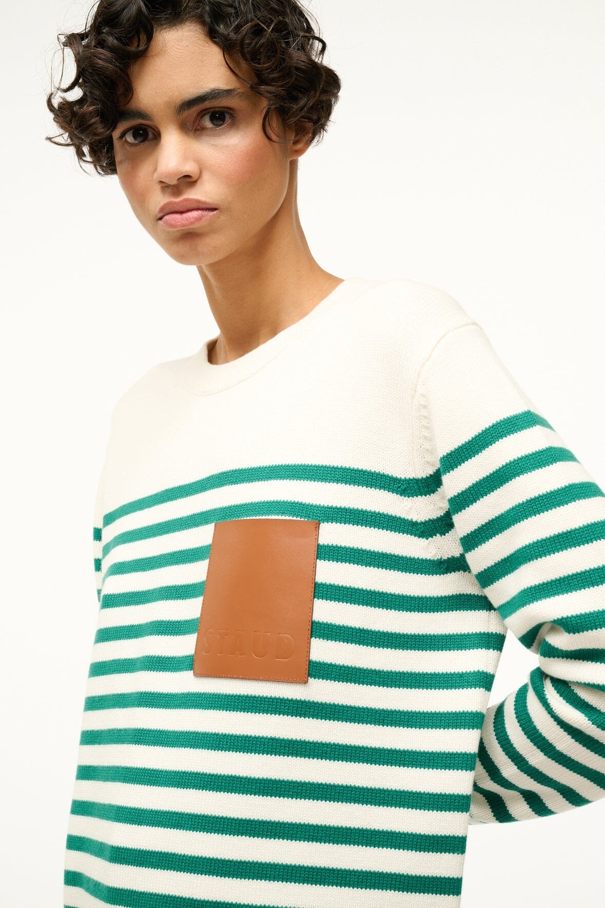 STAUD SUNSET SWEATER VERT BRETON STRIPE - 4