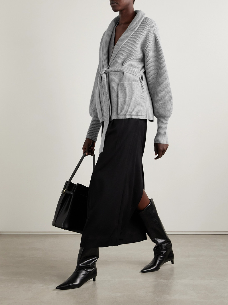 SA SU PHI E. r. Belted Ribbed Merino Wool And Cashmere-blend Cardigan outlook