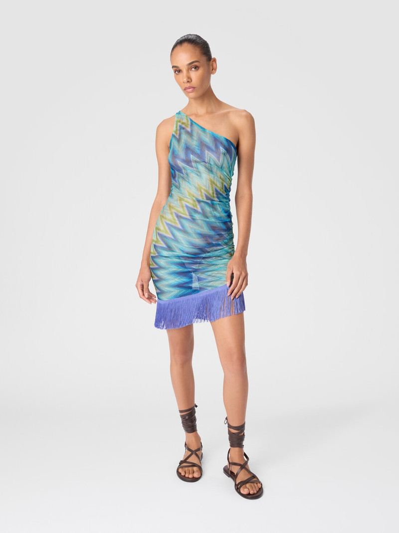 Missoni One-Shoulder Cover-Up with Fringes and Faded Stripes outlook