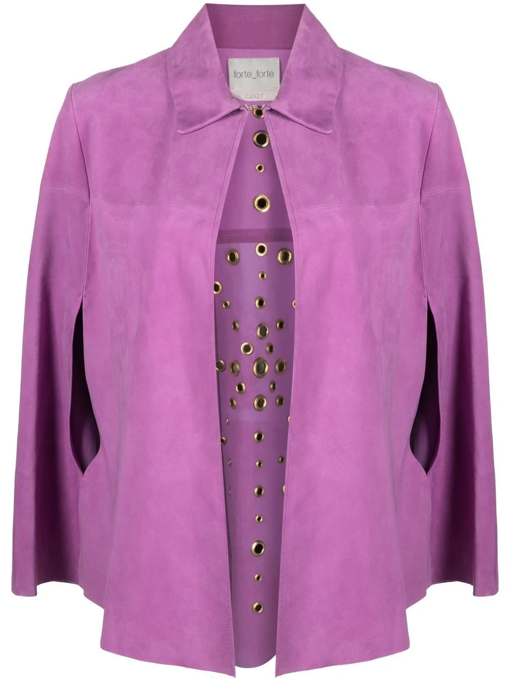 eyelet-detail suede cape - 1