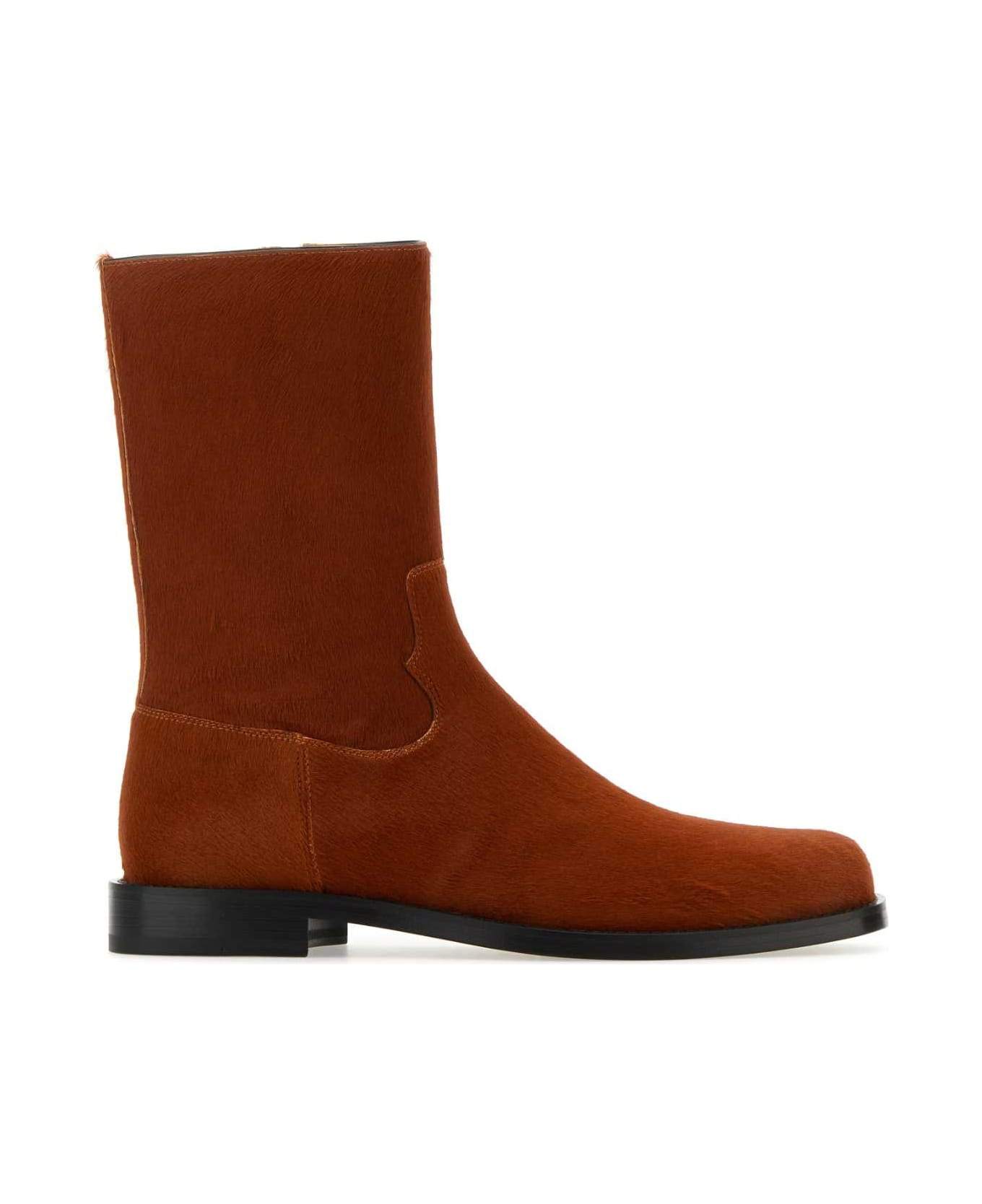 Brick Calfhair Ankle Boots - 1
