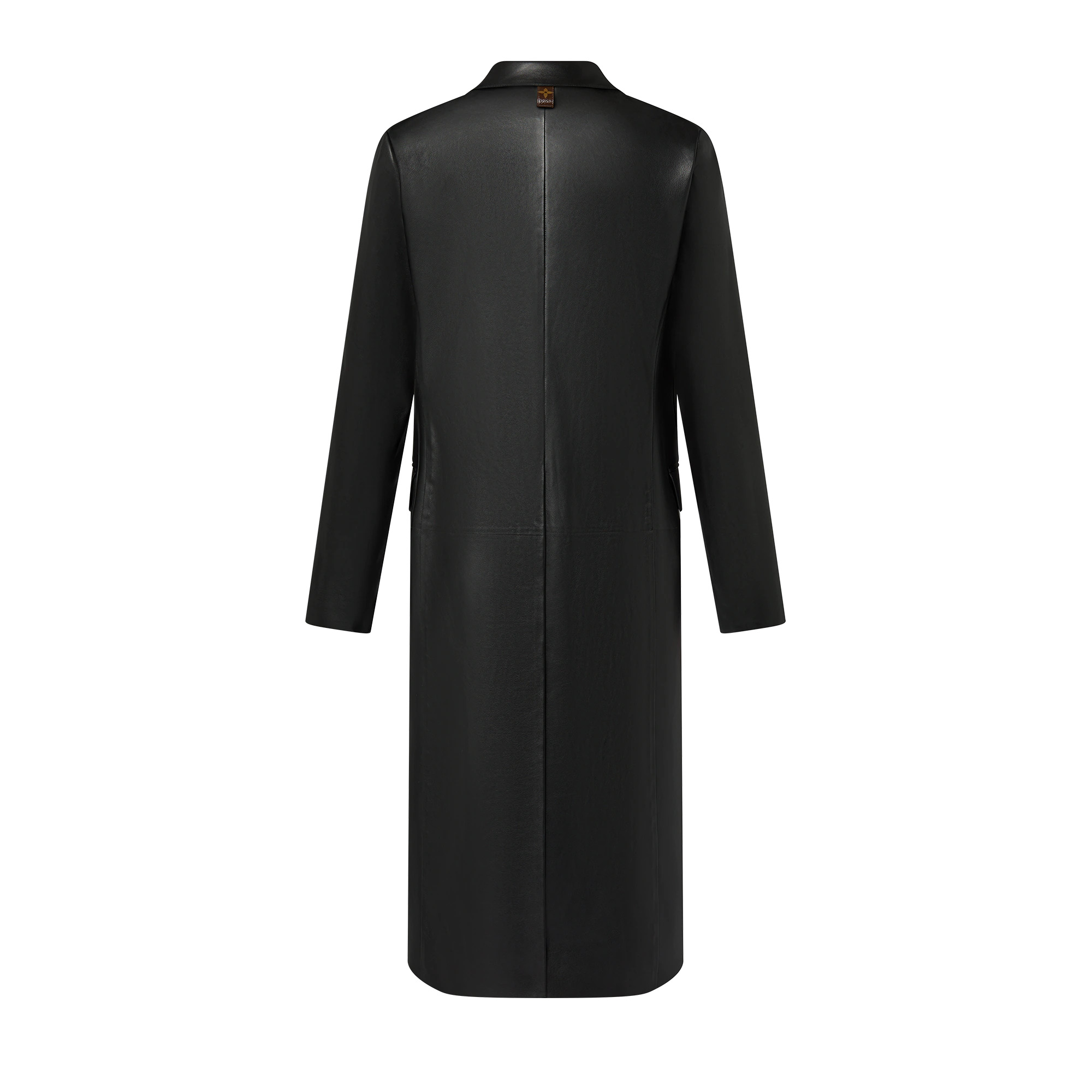 Double-Breasted Leather Coat - 3