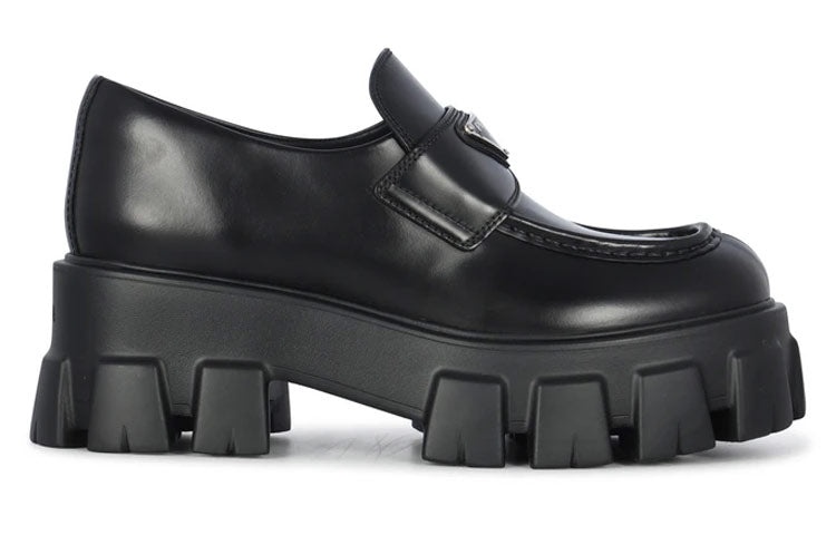 (WMNS) PRADA Brushed Leather Monolith Loafers 'Black' 1D649M_B4L_F0002_F_B055 - 2