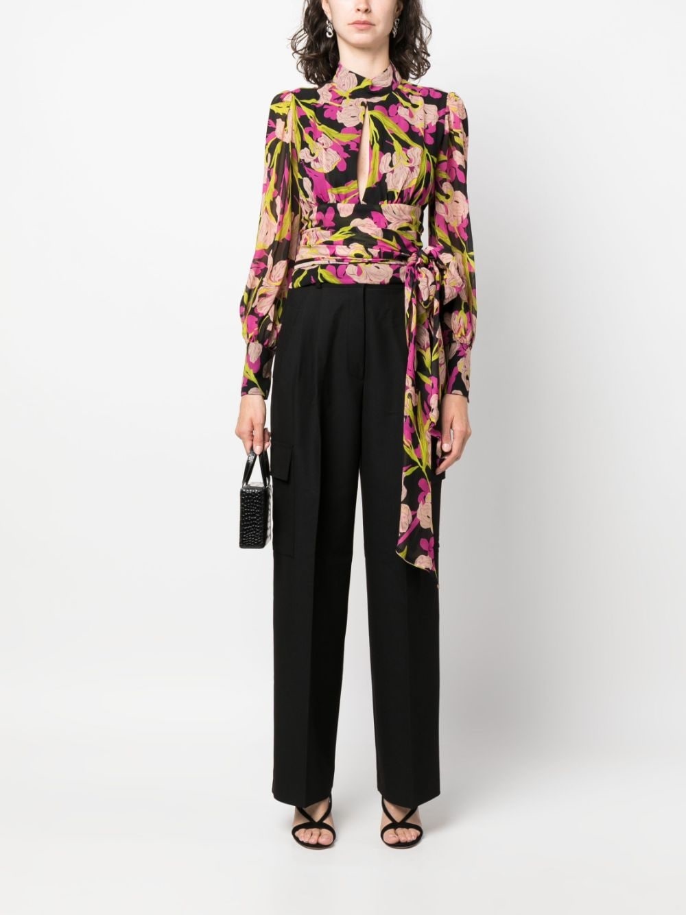 floral-print long-sleeve blouse - 2