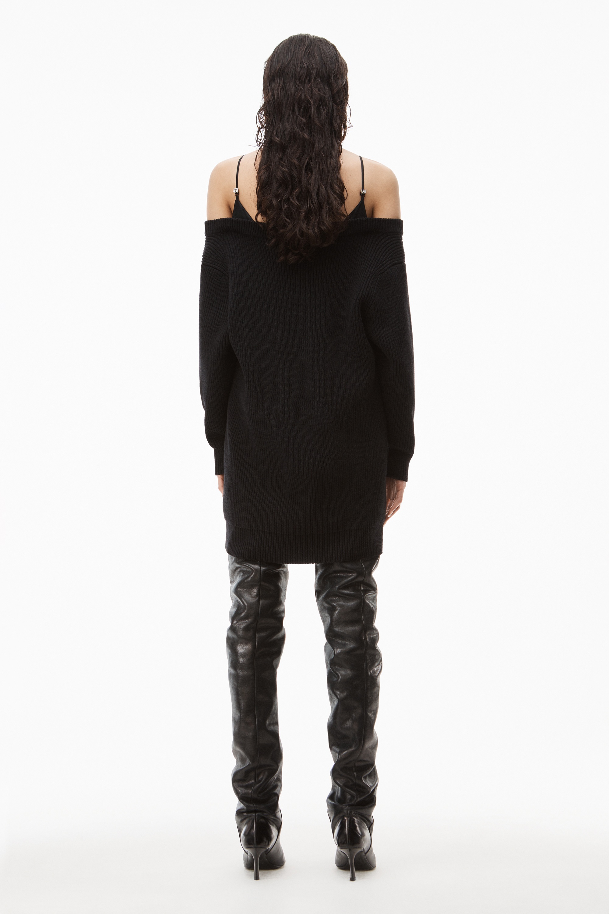 V-NECK SWEATER DRESS IN RIBBED COTTON - 5