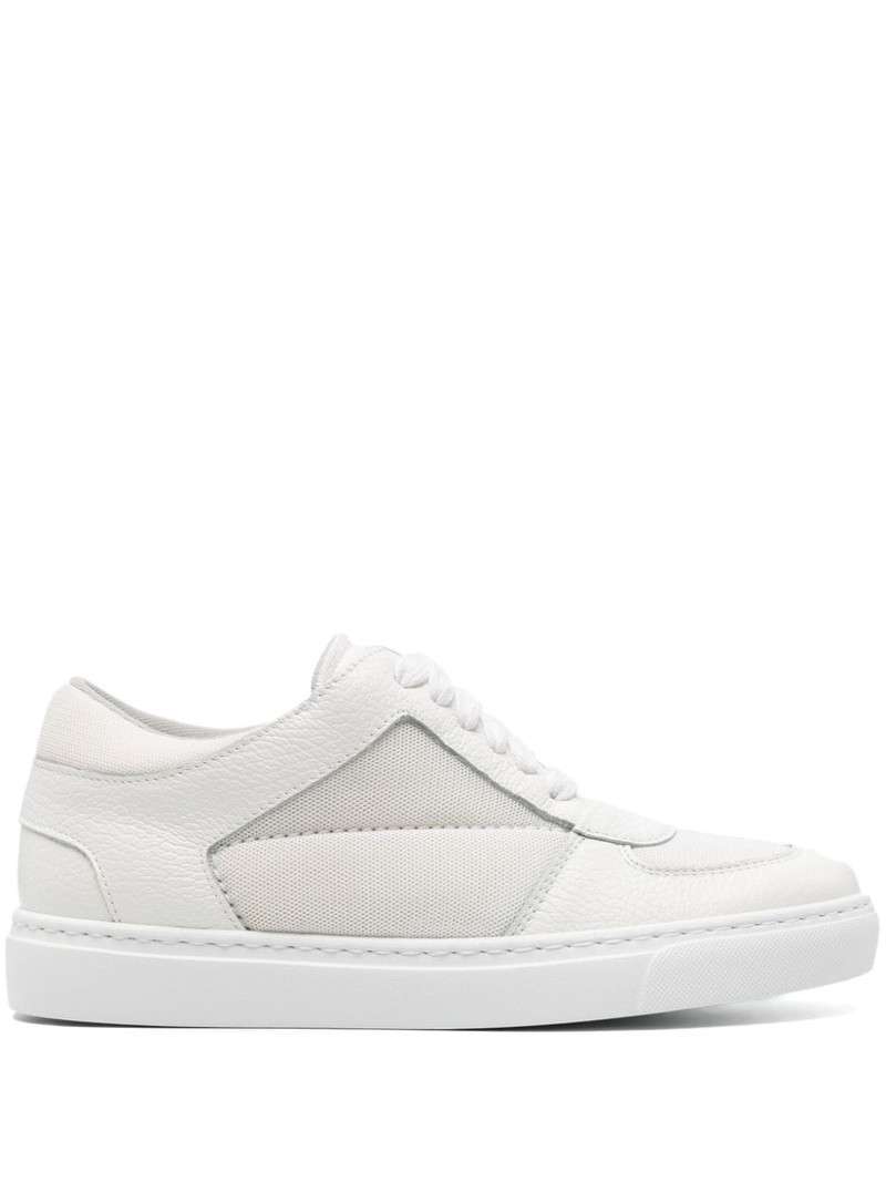mesh-panels tonal leather sneakers 1