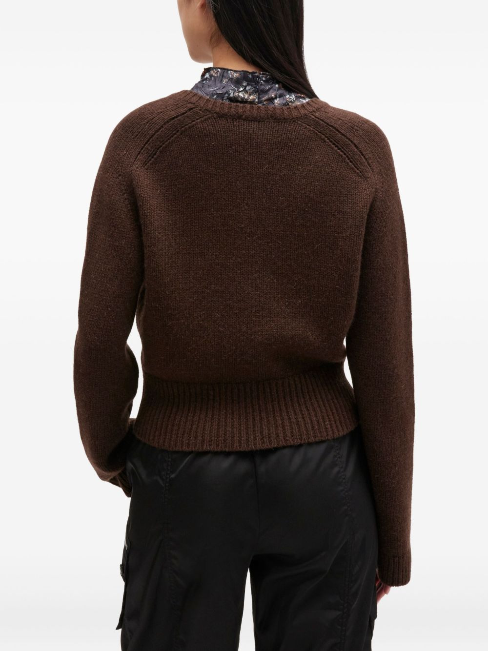 wool yak mix V-neck knit - 4