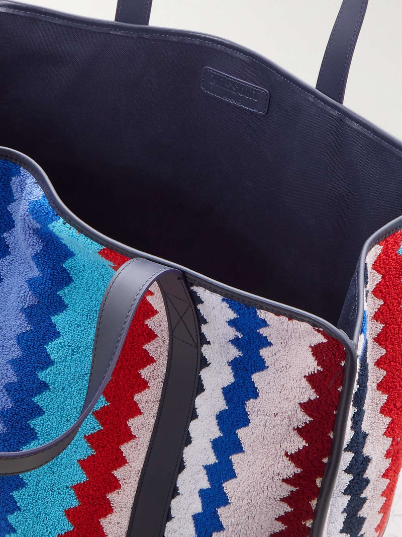 Cecil leather-trimmed striped cotton-terry tote 5