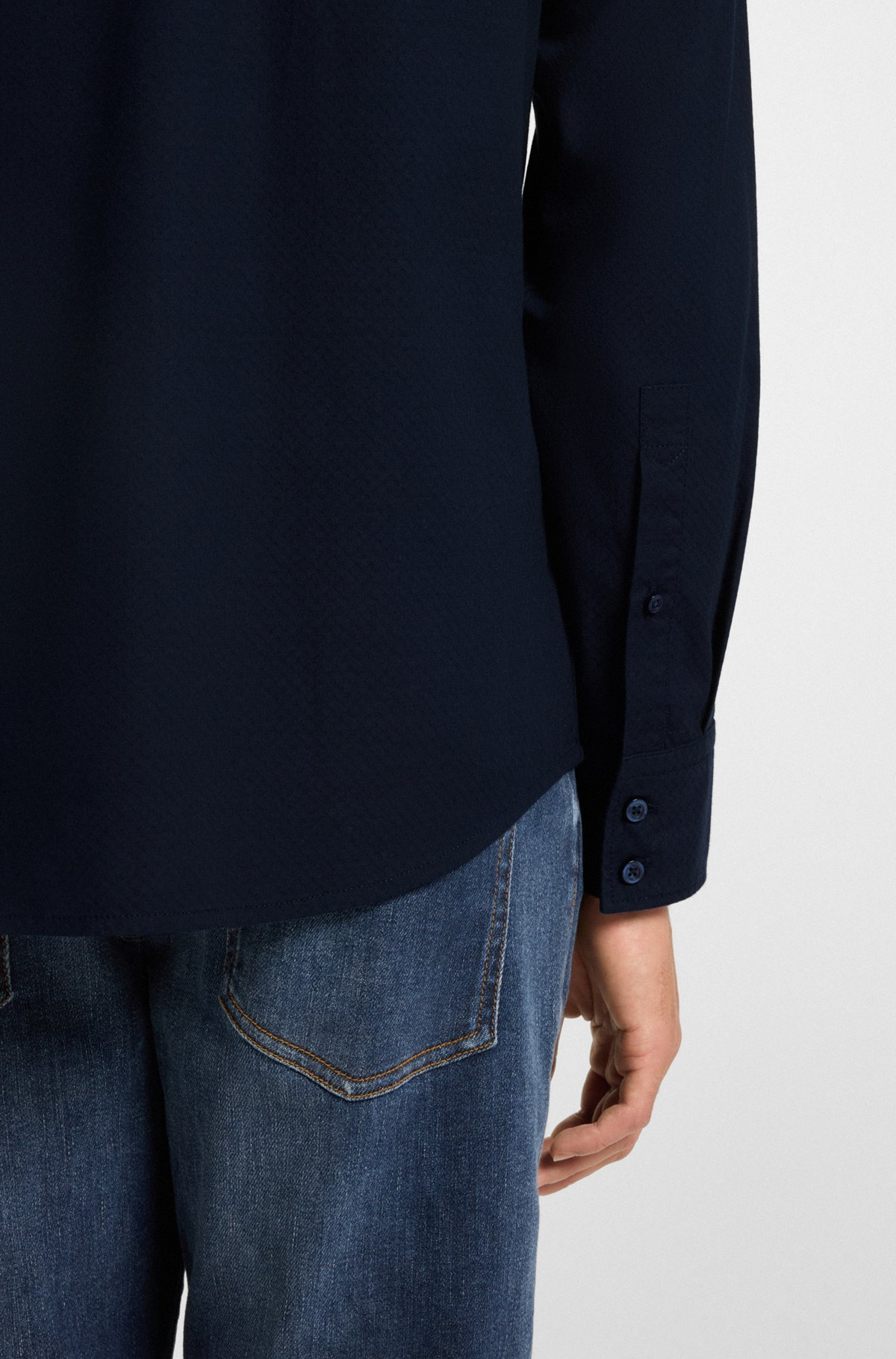 REGULAR-FIT SHIRT IN STRUCTURED DOBBY COTTON - 6