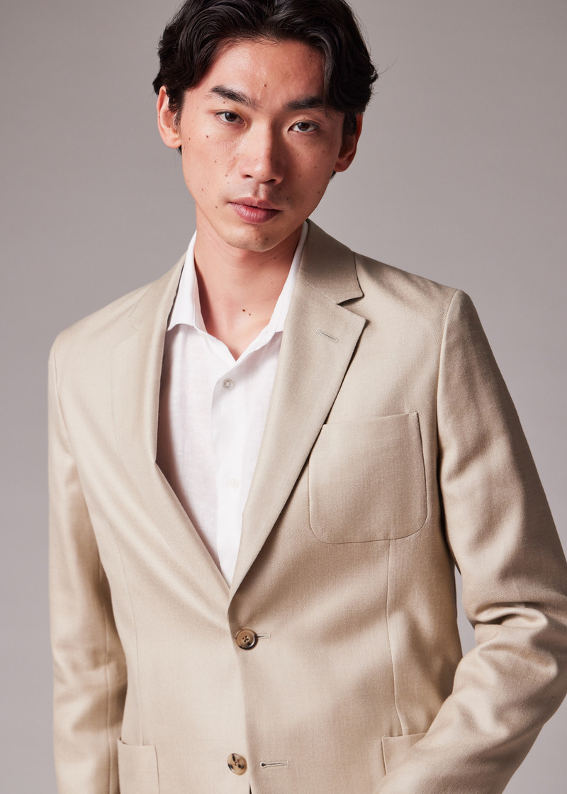 Light Camel Wool-Silk Unlined Suit 12