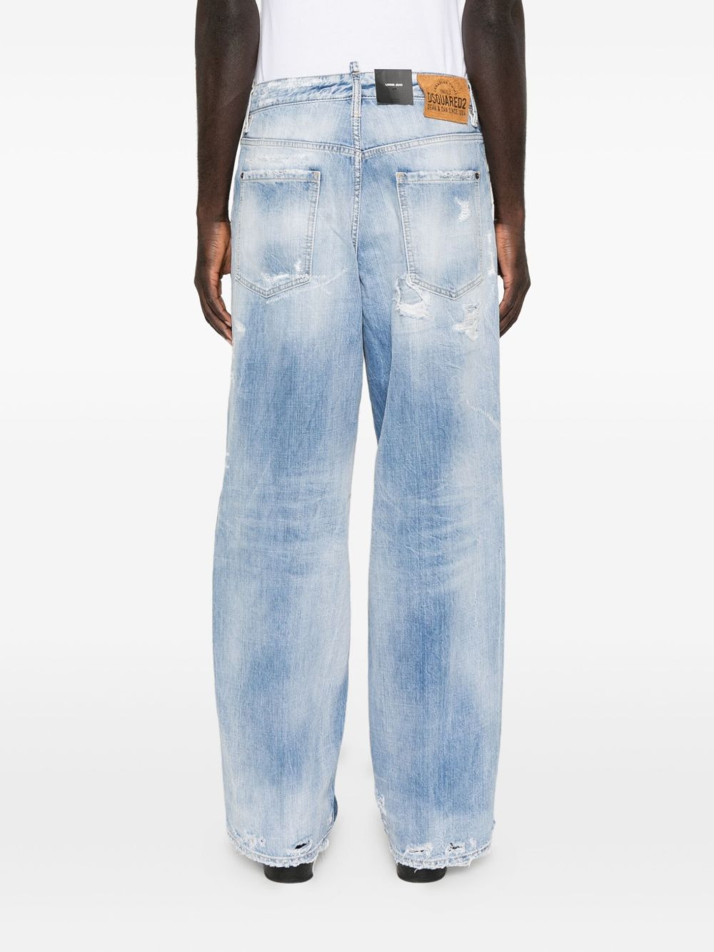 patchwork distressed jeans - 4