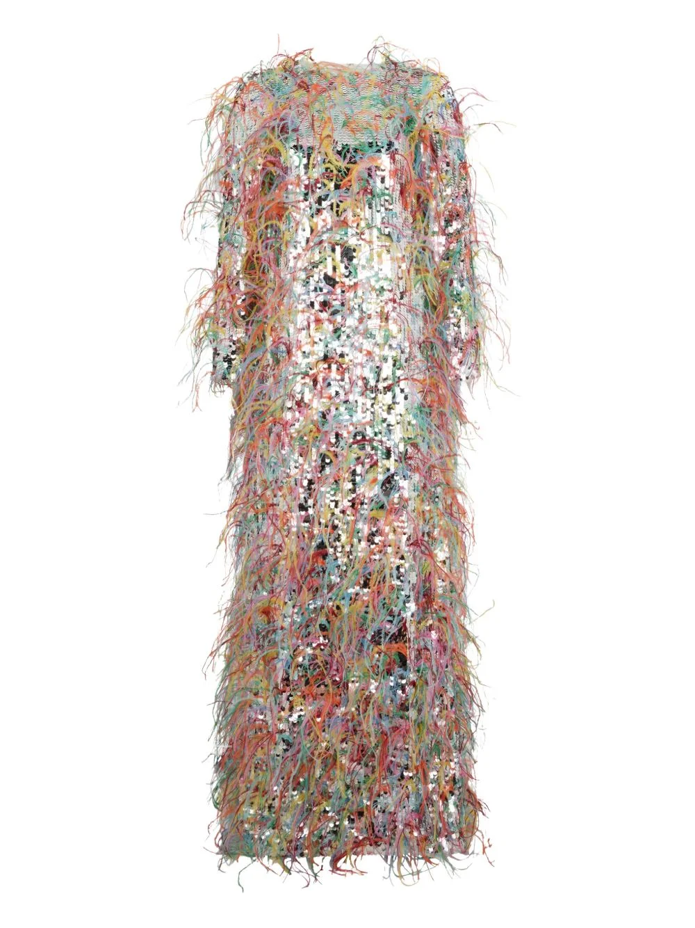 sequin feather midi dress - 1