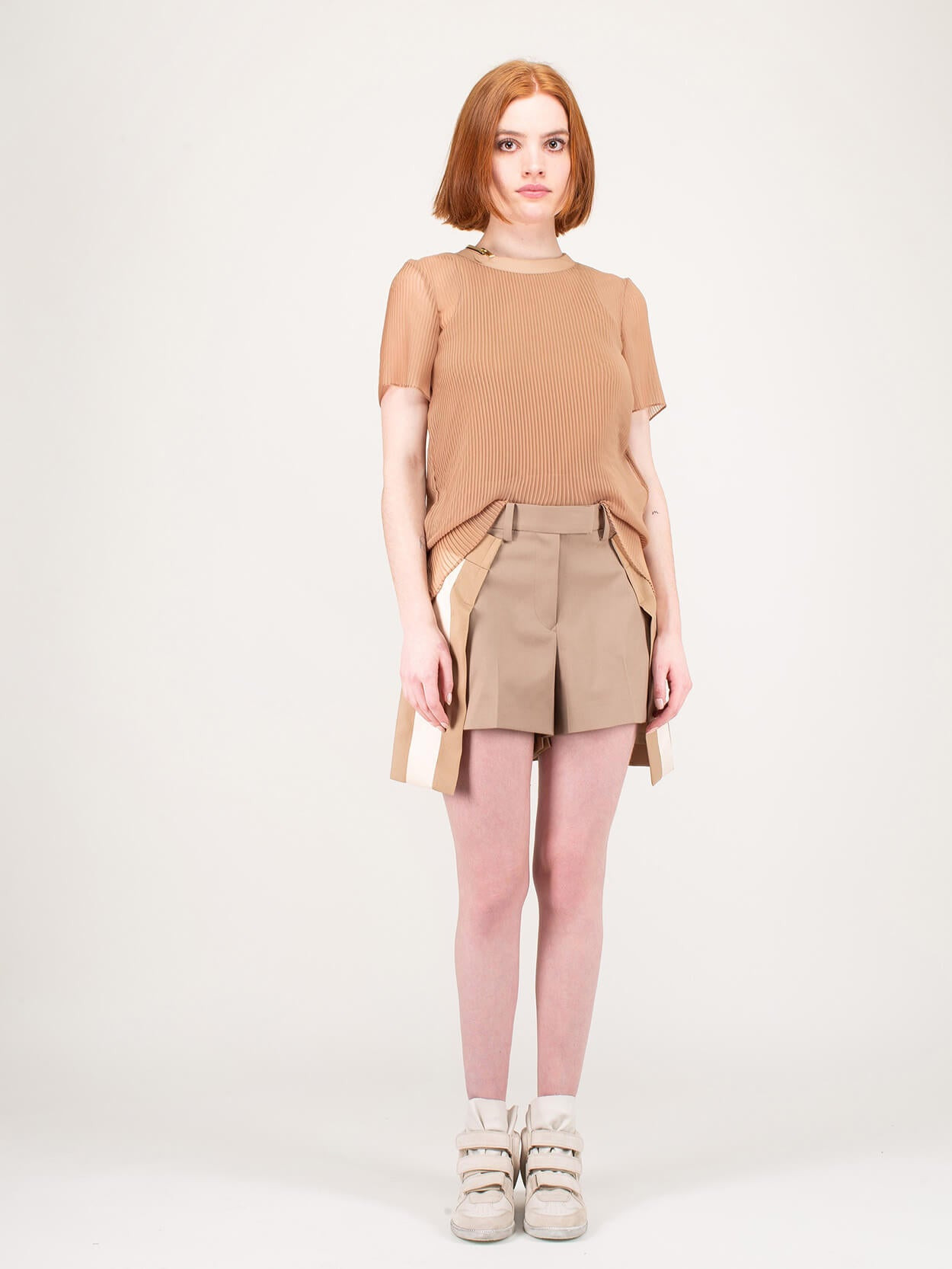 Chiffon x Jersey T-Shirt Knit beige - 5