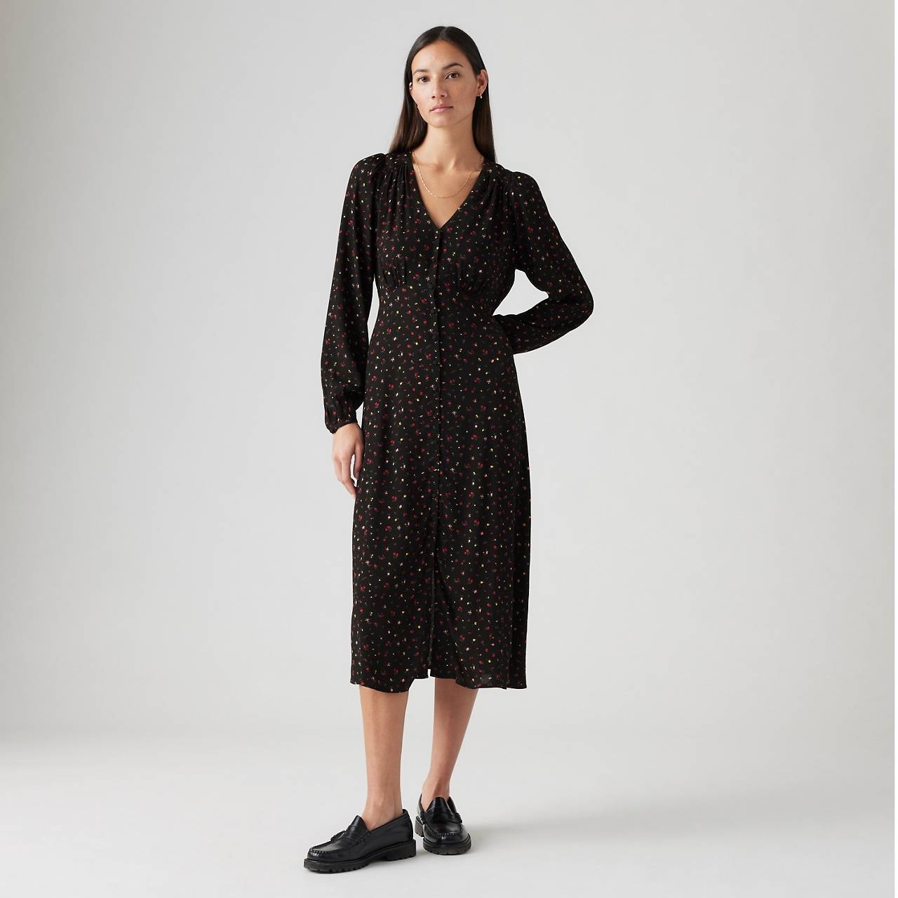 SARINA LONG SLEEVE MIDI DRESS - 2