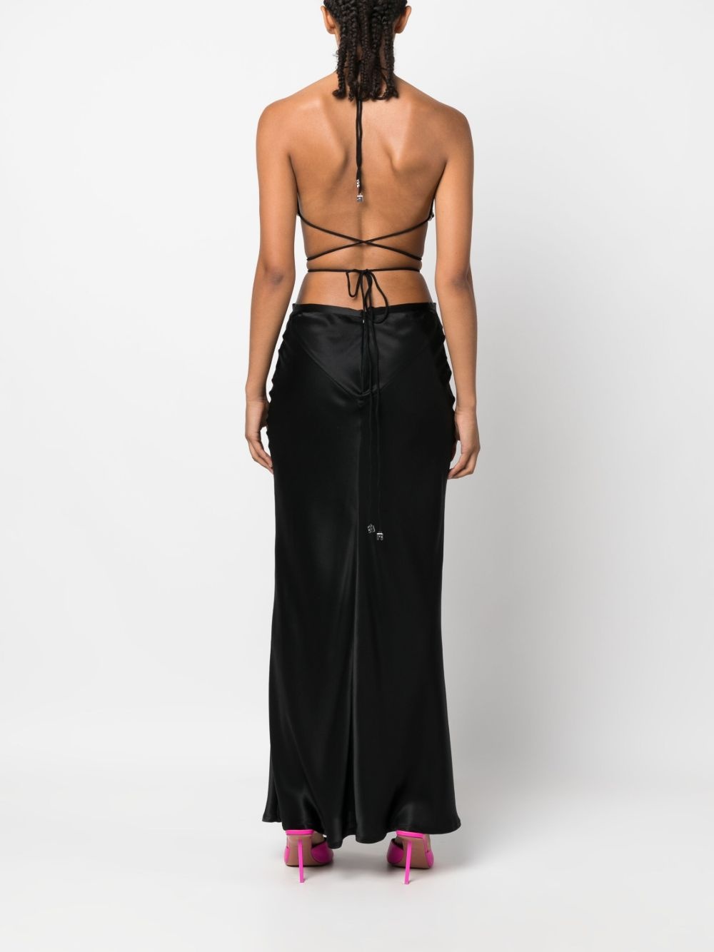 floral-embroidered halterneck bra top - 4