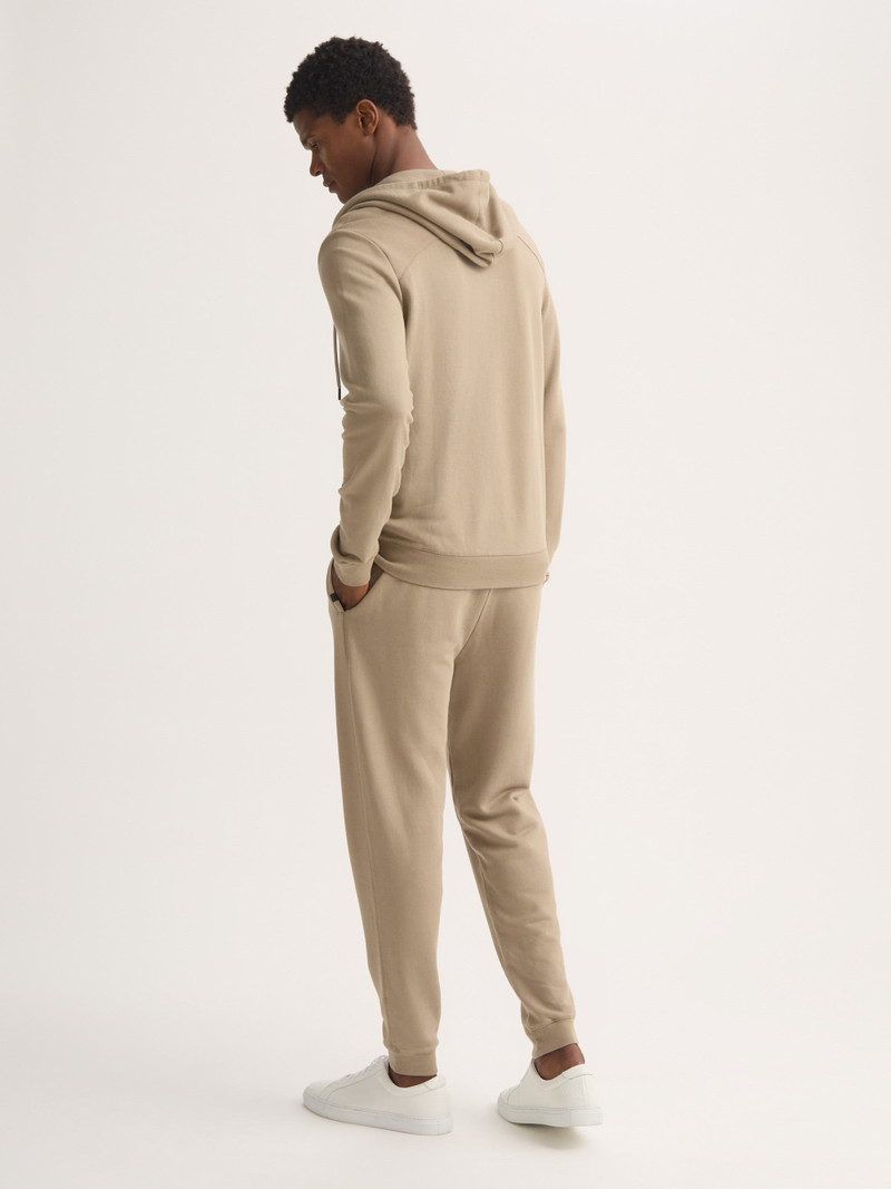 Men's Zip Up Hoodie Quinn Cotton Modal Taupe 4