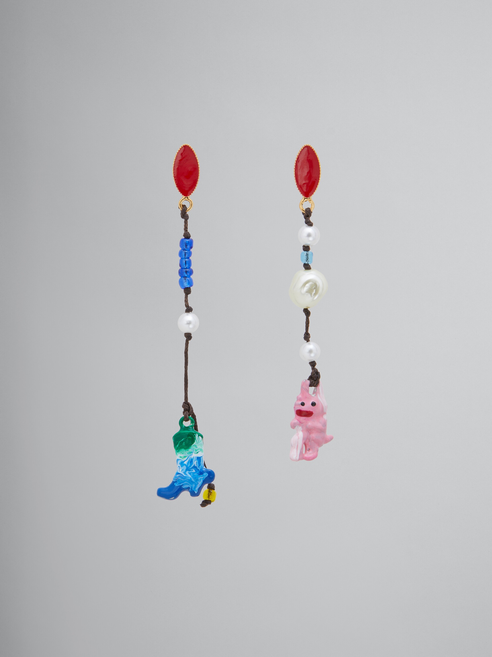 MARNI X NO VACANCY INN - EARRINGS WITH PINK RED AND BLUE PENDANTS - 1