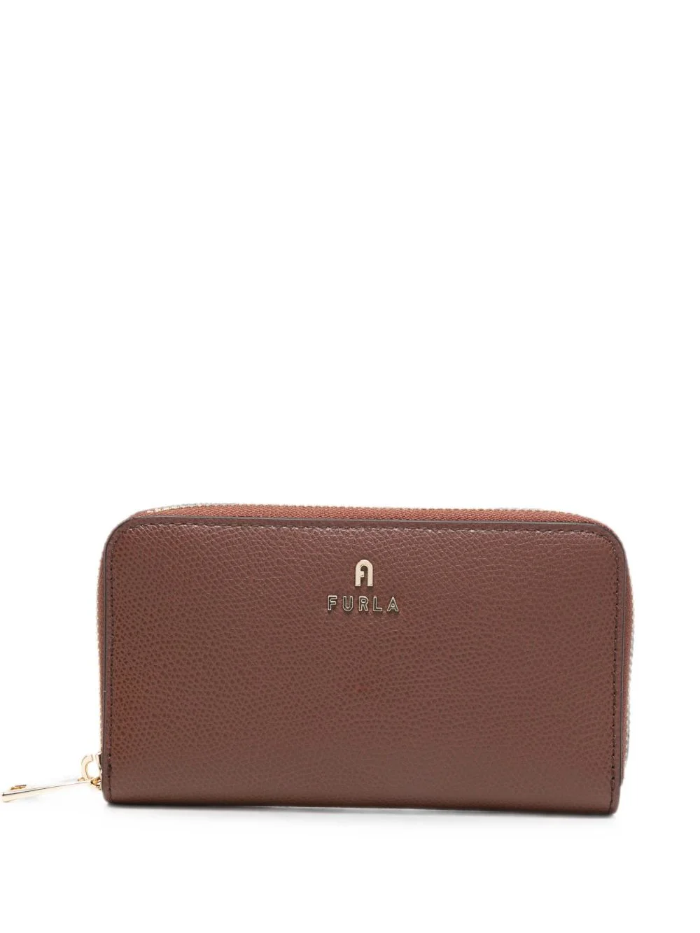 logo-plaque grained leather wallet - 1