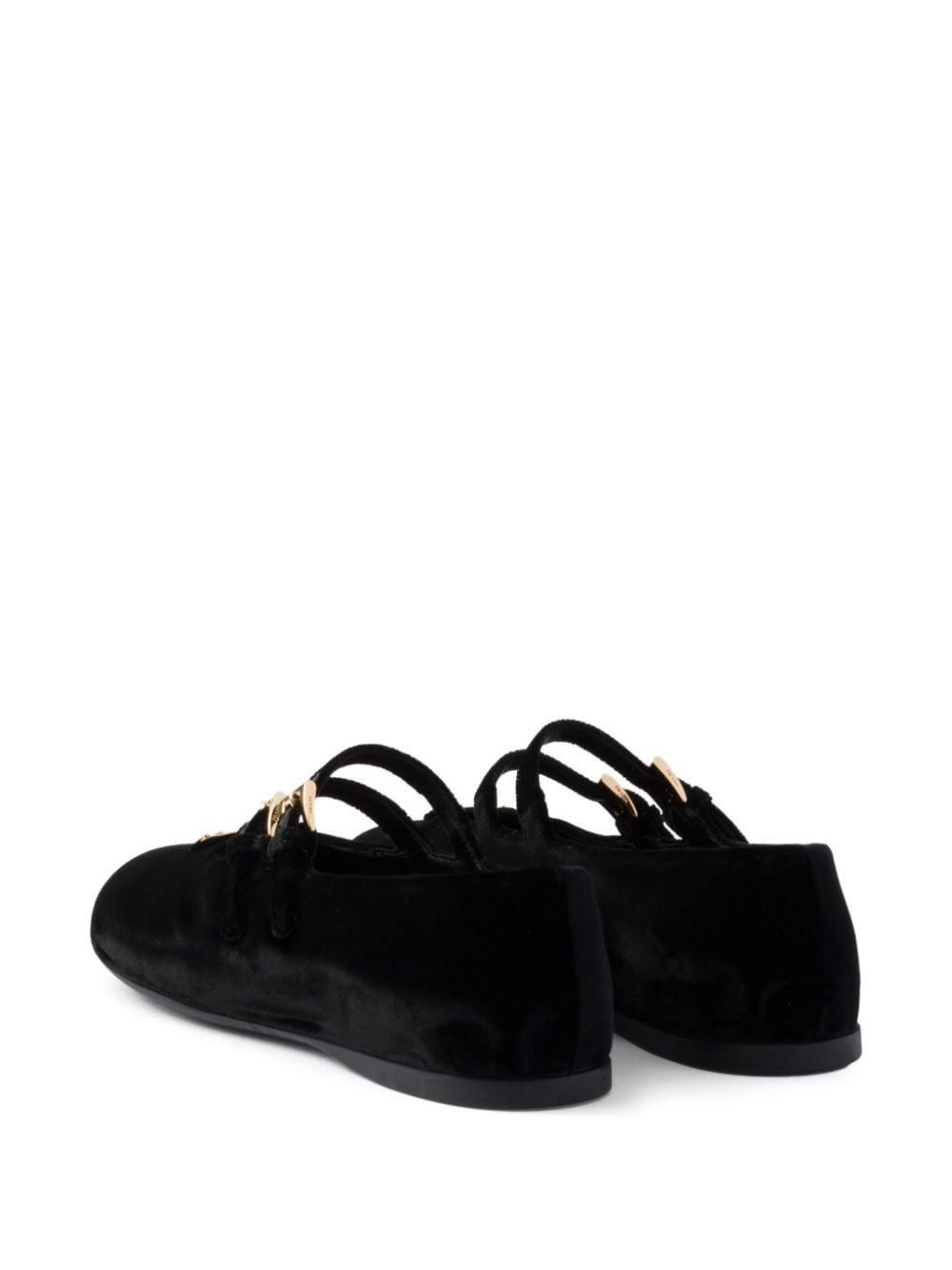 velvet-finish ballerina shoes - 3