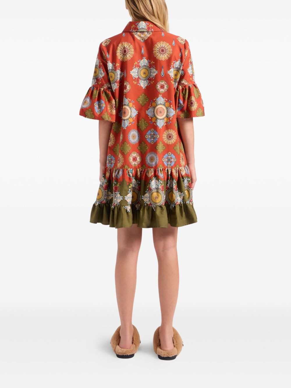floral-print ruffled dress - 3