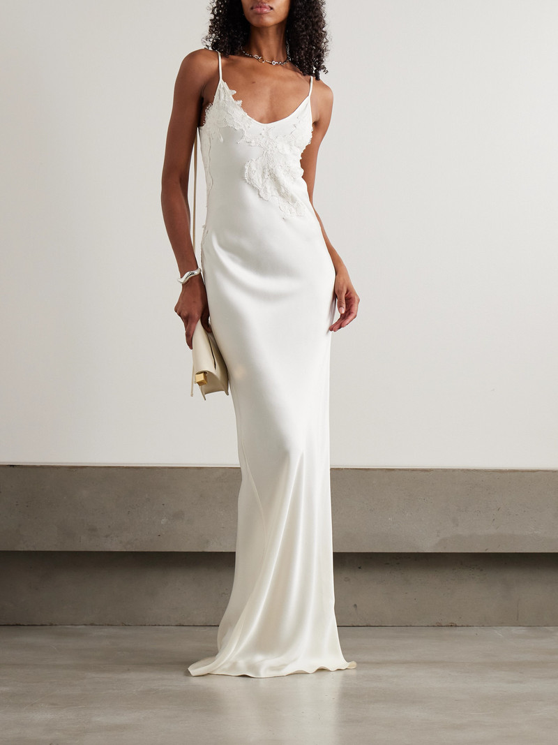 Victoria Beckham Lace-trimmed Satin-crepe Gown outlook