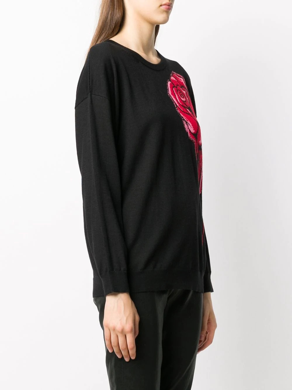 rose-print round-neck jumper - 3