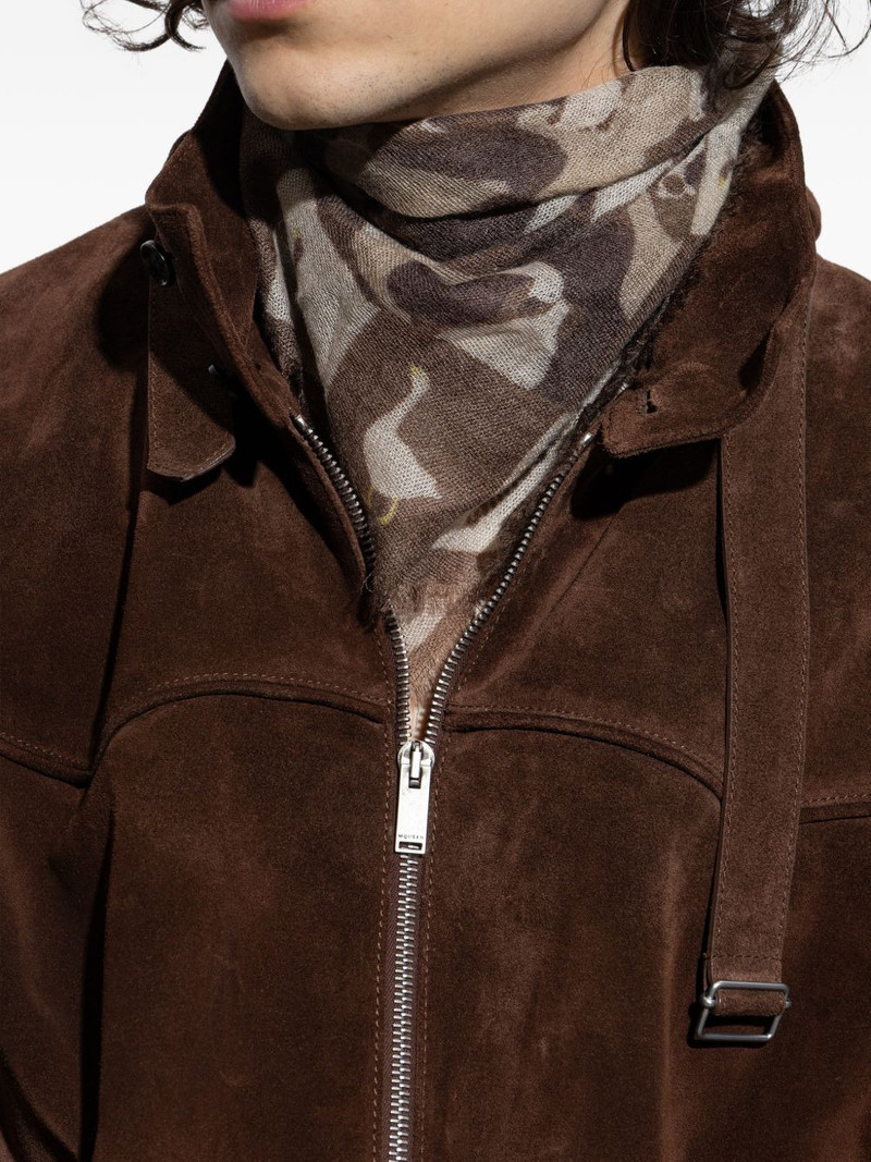 goose-print fringed scarf 5