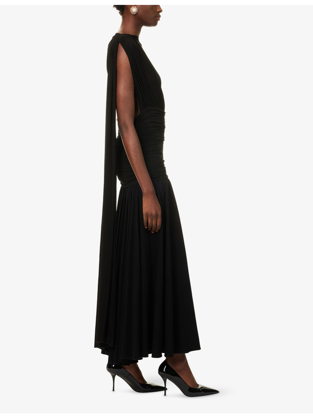 Draped Sleeveless Stretch-Woven Maxi Dress - 3