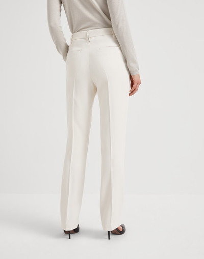 Brunello Cucinelli Comfort viscose couture twill cigarette trousers with monili outlook