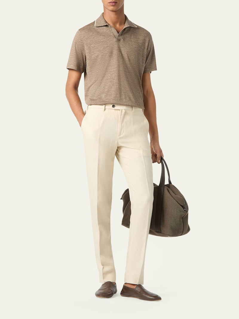 Loro Piana Men's Suraj Cashmere, Linen and Silk Johnny Collar Polo Shirt outlook