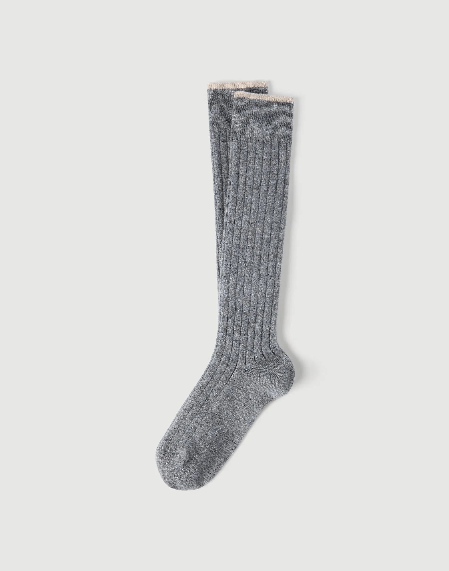 Cashmere rib knit socks - 1