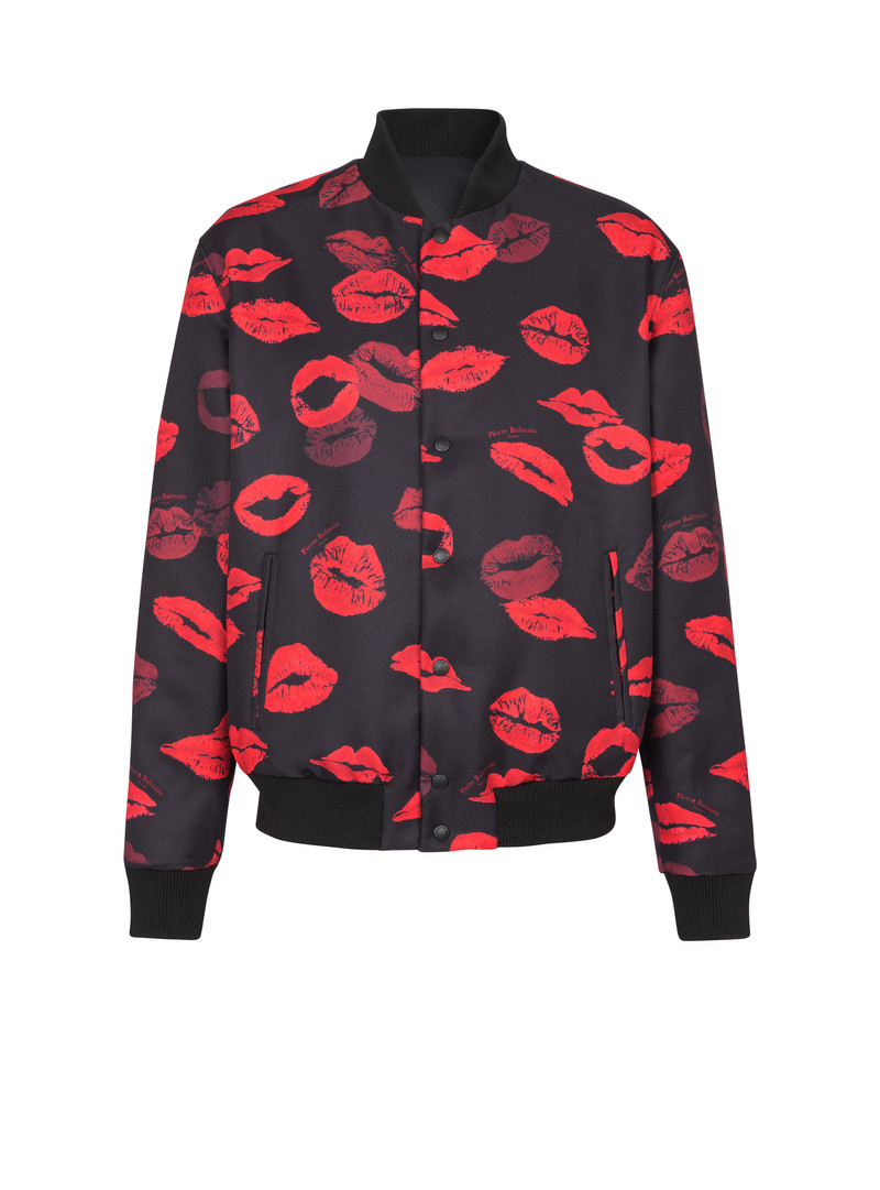 Reversible bomber jacket in plain and Kiss-print nylon 1
