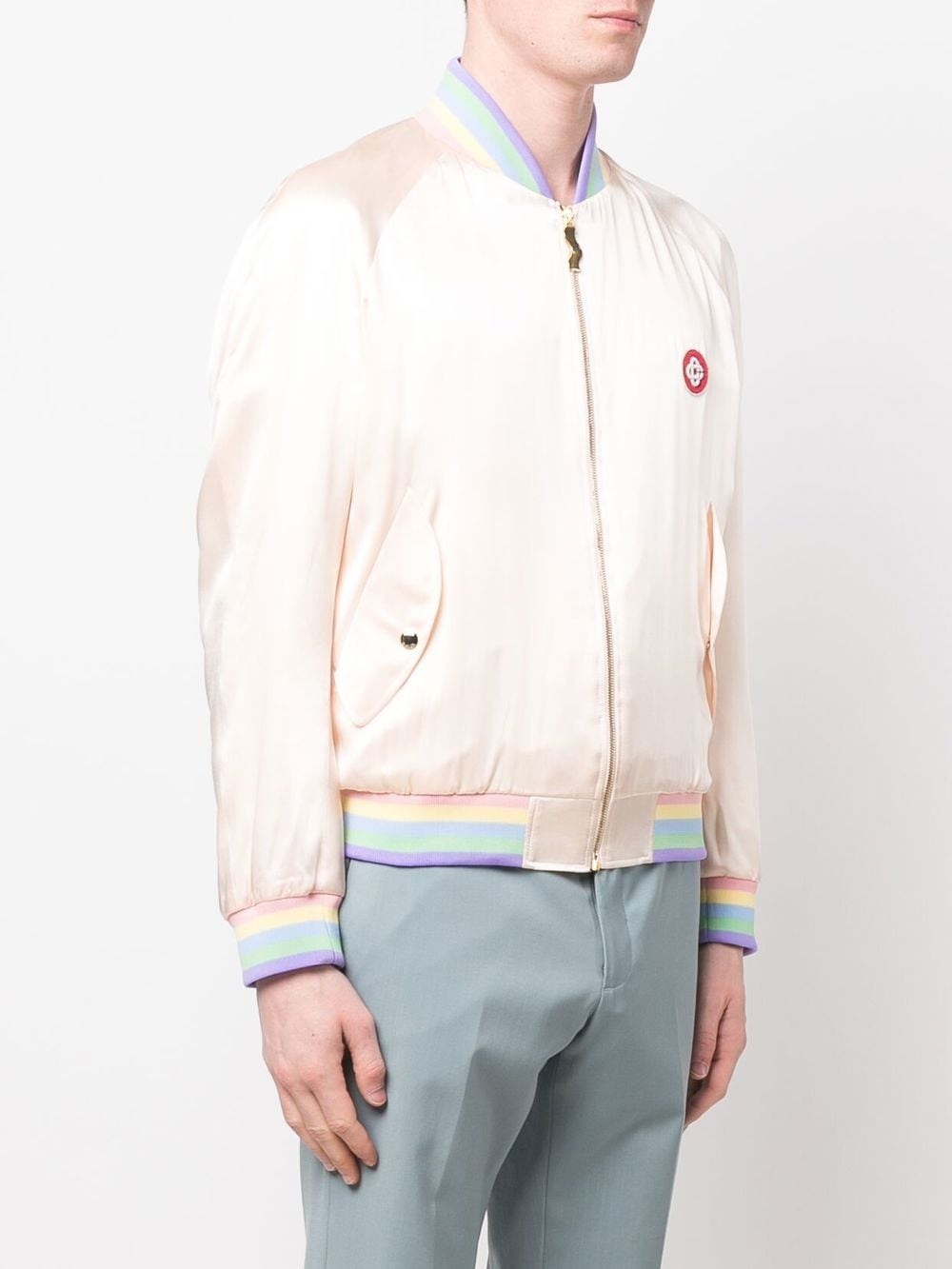 silk logo-embroidered bomber jacket - 4