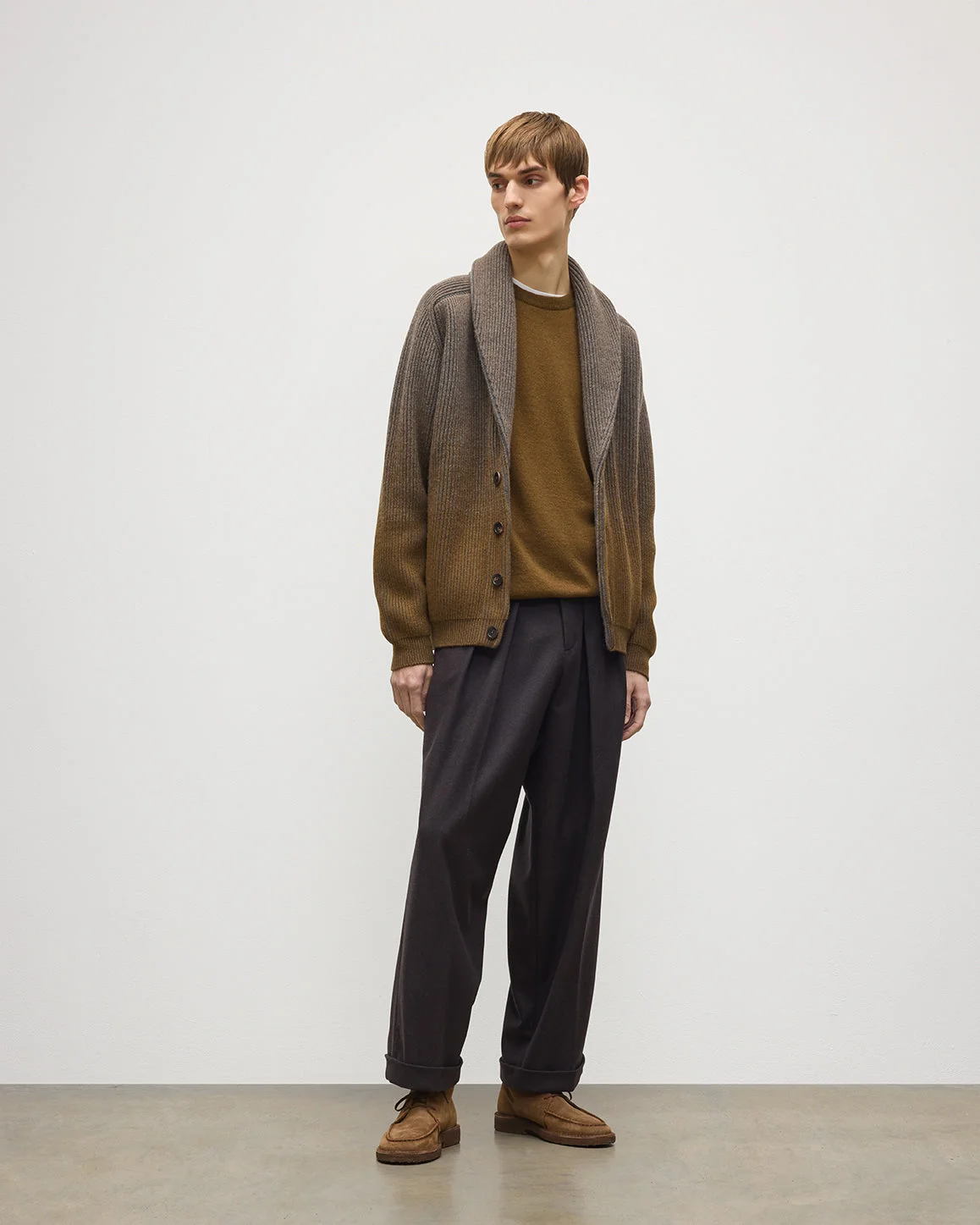 Pioneer Green Shawl Collar Cashmere Cardigan - 1