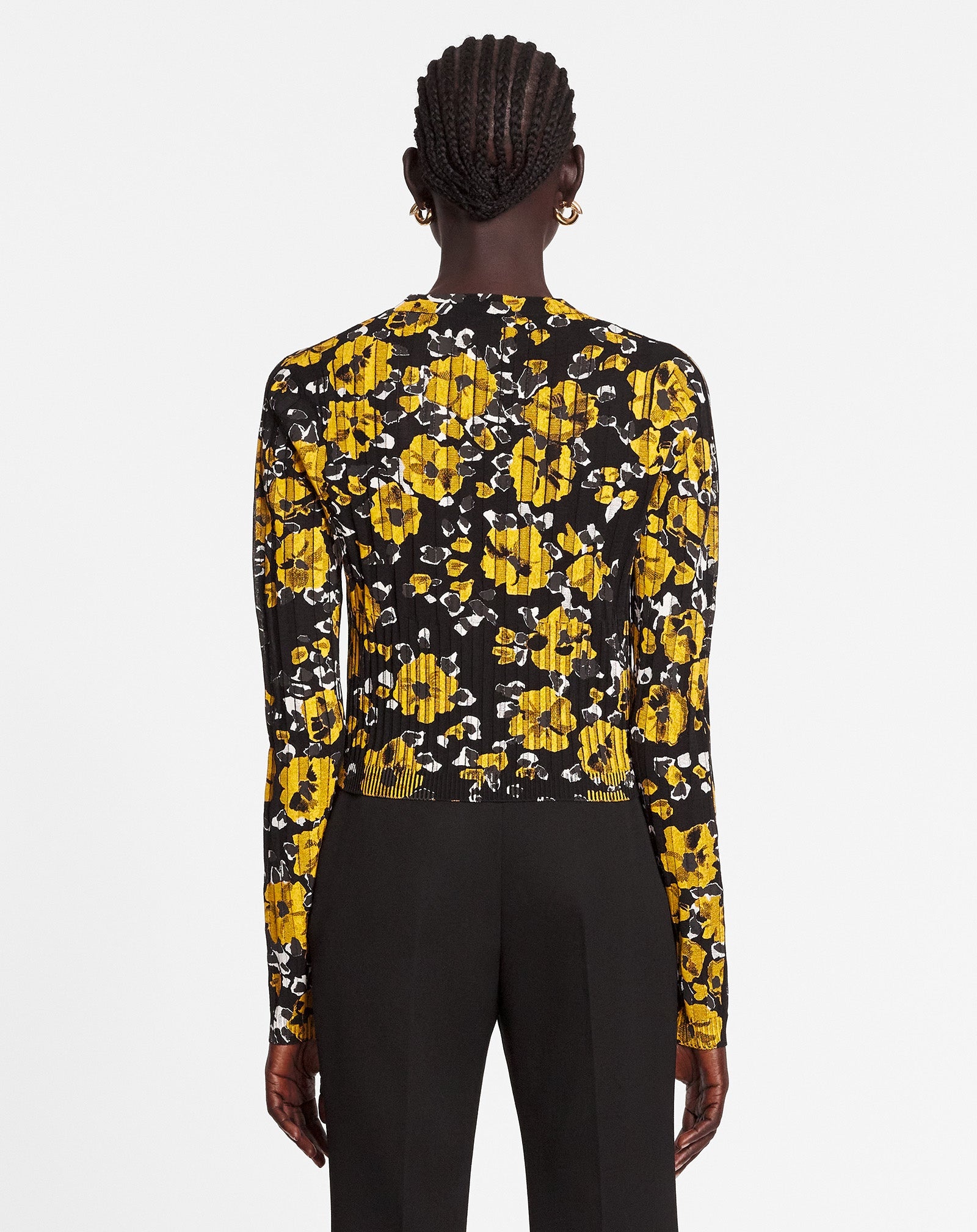 PRINTED SILK AND COTTON V-NECK CARDIGAN - 4