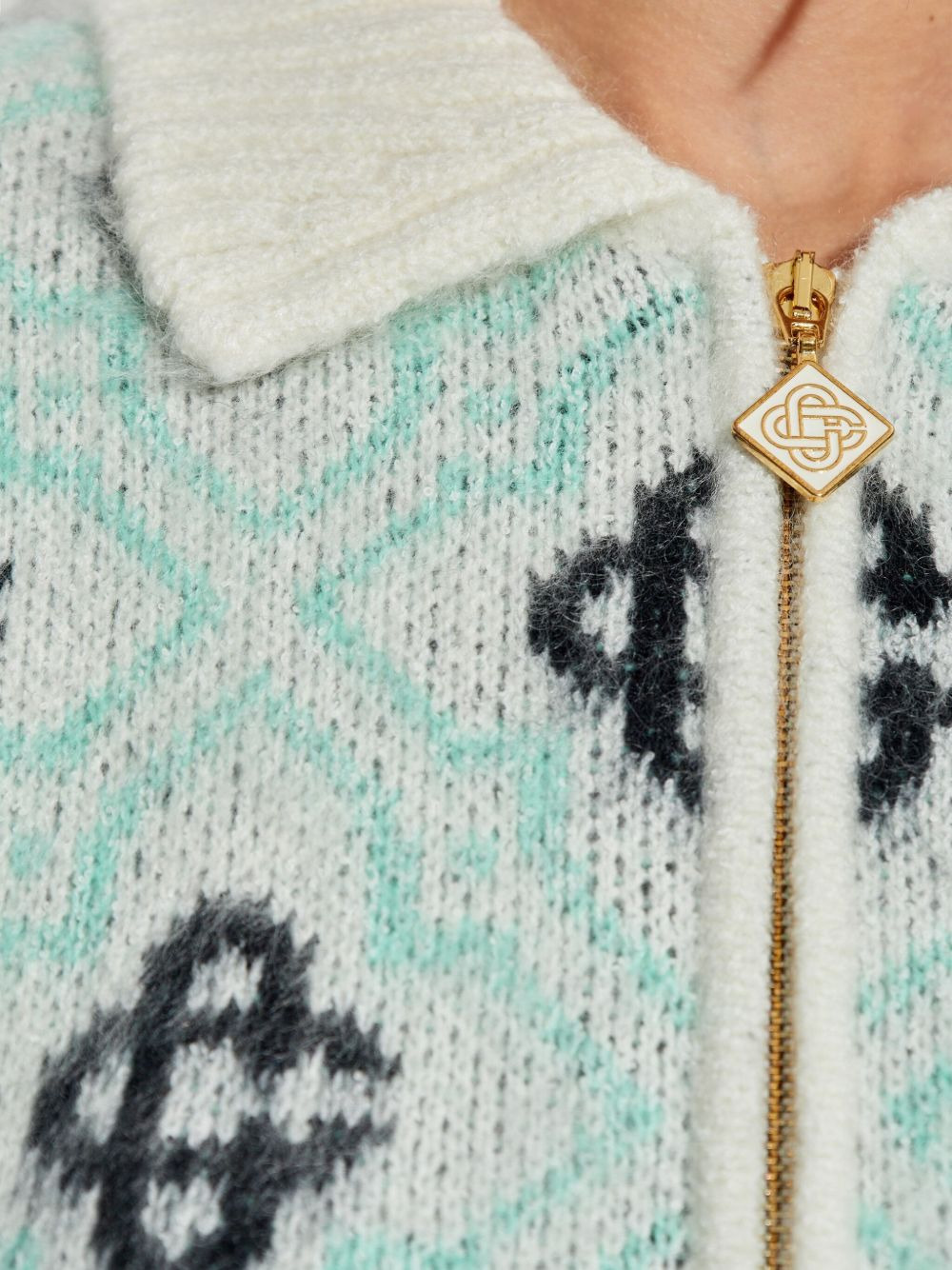 monogram-pattern zip-up cardigan - 4