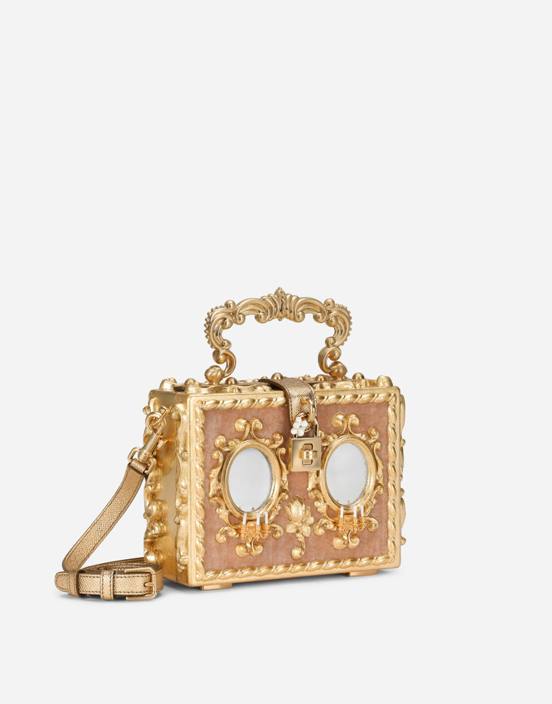 Dolce & Gabbana Calfskin Dolce Box bag with rhinestone and mirrored detailing outlook