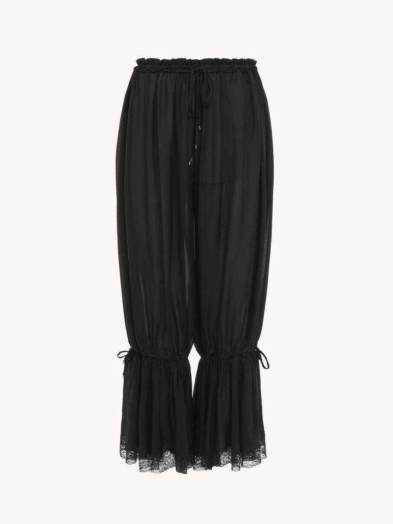 Chloé FLUID CROPPED PANTS IN SILK CHARMEUSE & LACE outlook