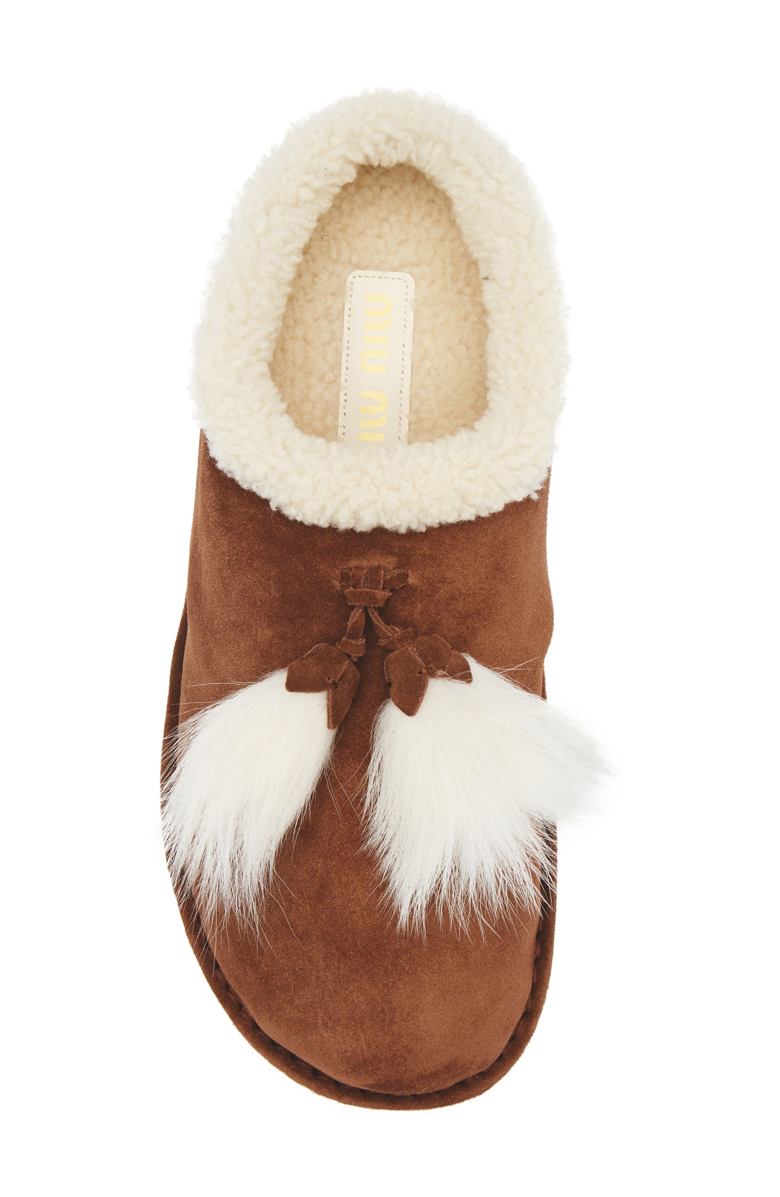 Miu Miu Shearling Tassel Slipper in Cacao at Nordstrom - 5
