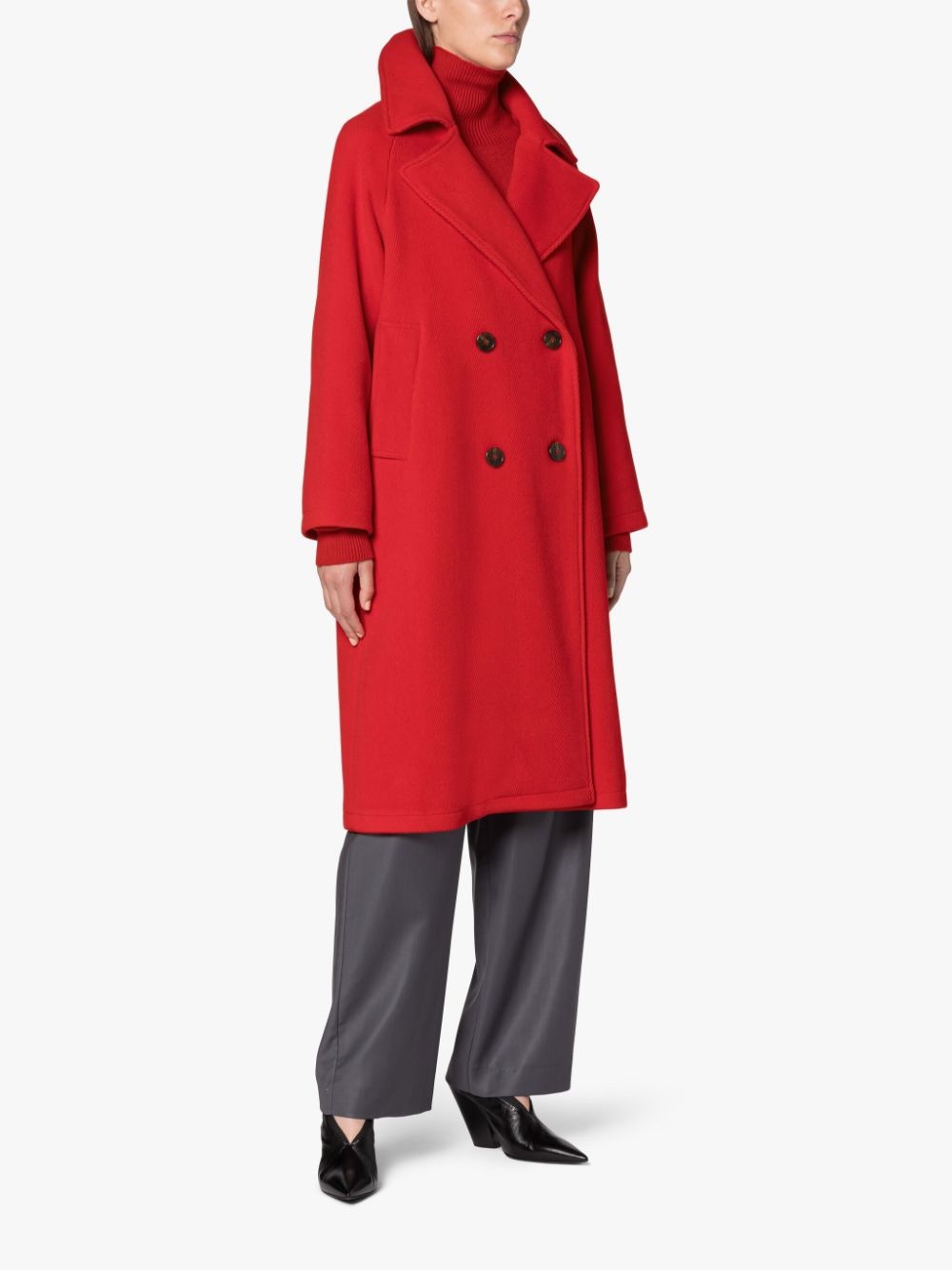 ROBINA RED VIRGIN WOOL BLEND DOUBLE BREASTED COAT - 2